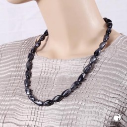 necklace angular beads grey-silver-mixed