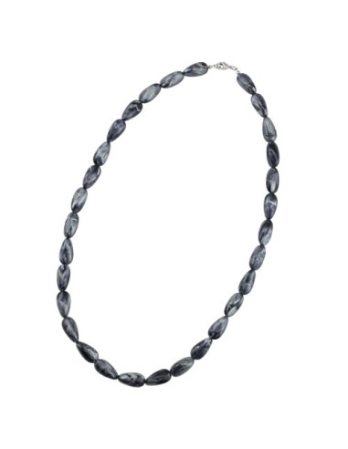 necklace angular beads grey-silver-mixed