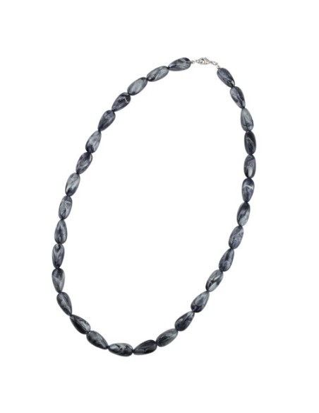 necklace angular beads grey-silver-mixed