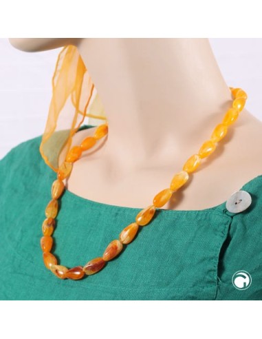 necklace angular beads amber-marbeled