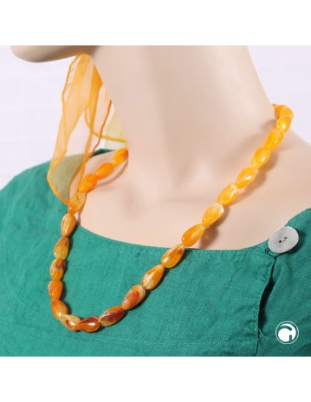 necklace angular beads amber-marbeled