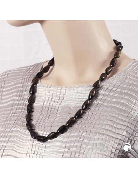 necklace angular beads black-gold-mixed