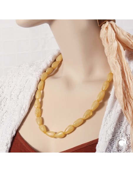necklace angular bead yellow-silky mixed