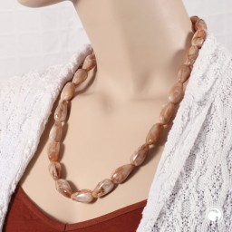 necklace angular beads brown-natur-mixed