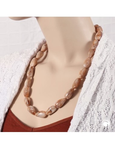 necklace angular beads brown-natur-mixed