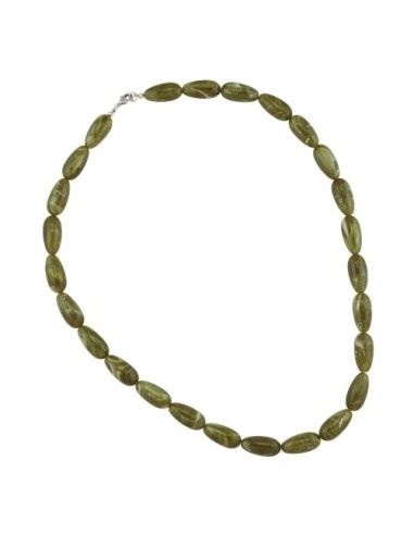necklace pear beads olive-white-marbeled