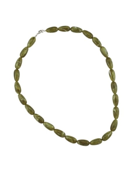 necklace pear beads olive-white-marbeled