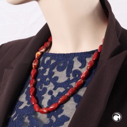 necklace angular beads red-gold-mixed