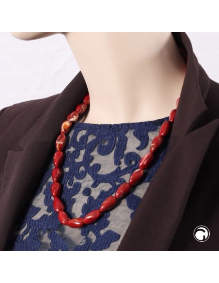 necklace angular beads red-gold-mixed