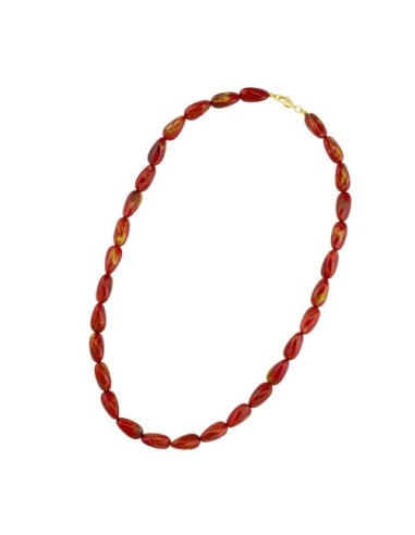 necklace angular beads red-gold-mixed