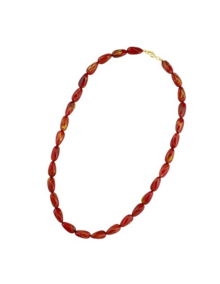necklace angular beads red-gold-mixed