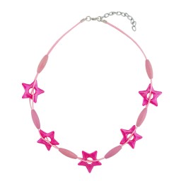 necklace star pink-metallic rose cord