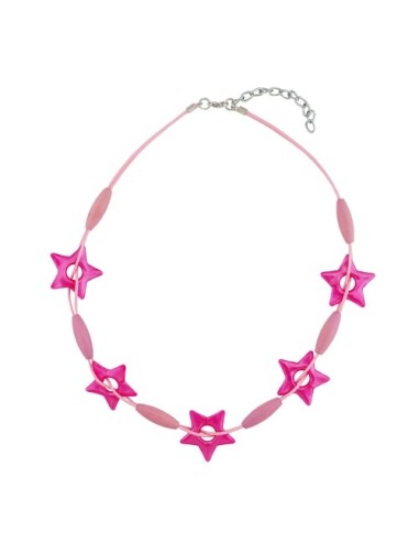 necklace star pink-metallic rose cord