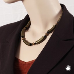 necklace khaki-black plastic beads