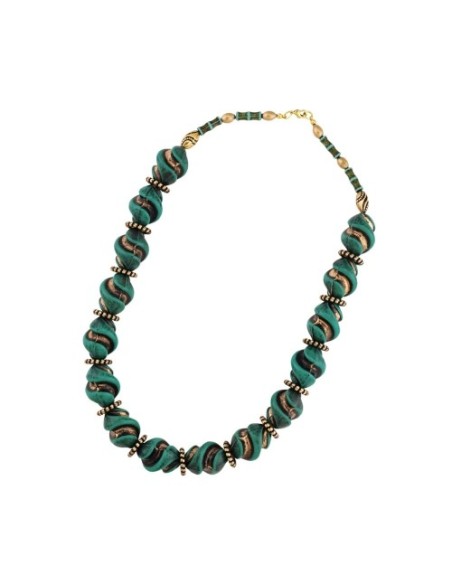 necklace twisted bead turquoise vintage