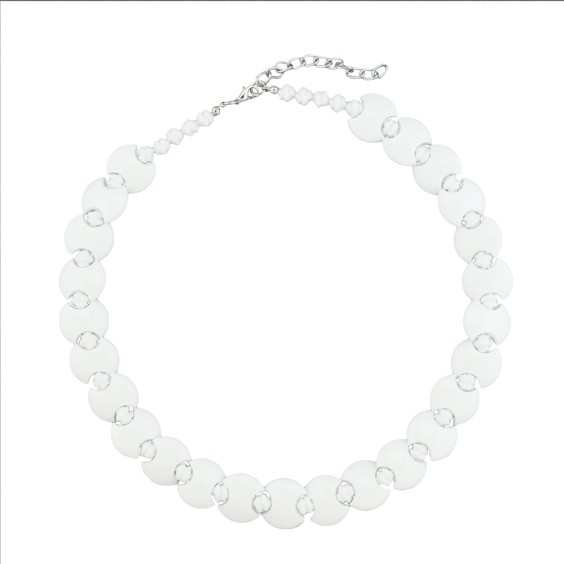 necklace white discus white knot beads