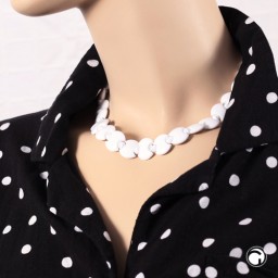 necklace white discus white knot beads