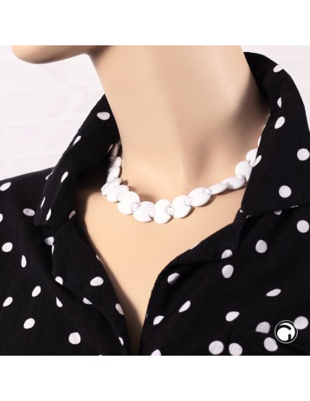 necklace white discus white knot beads