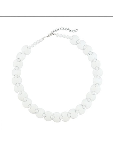 necklace white discus white knot beads