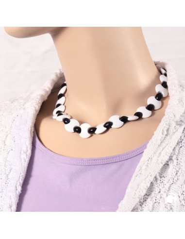 necklace plastic beads white-black