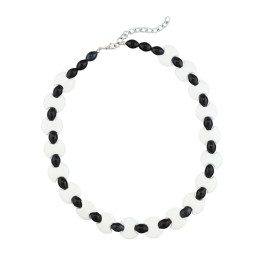 necklace plastic beads white-black