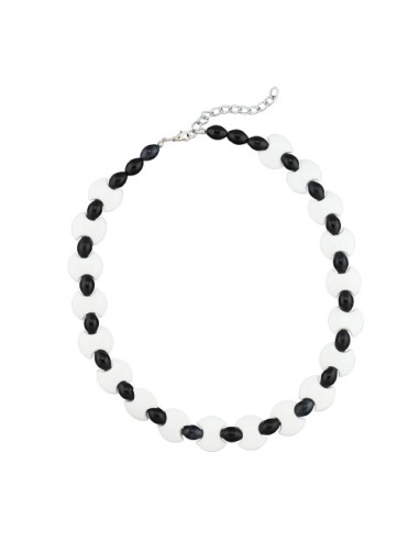 necklace plastic beads white-black