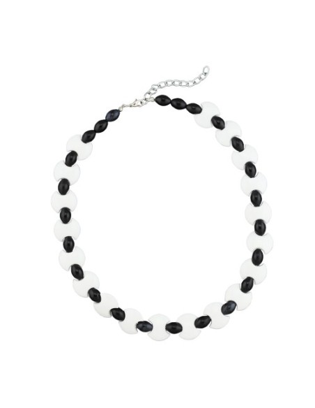 necklace plastic beads white-black