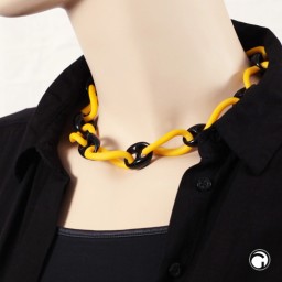 necklace big links yellow and black