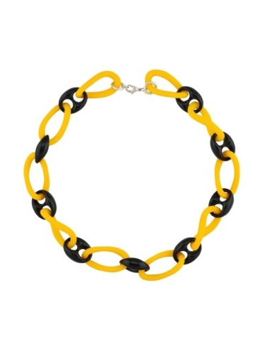 necklace big links yellow and black