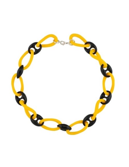 necklace big links yellow and black