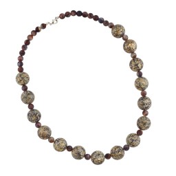 necklace beige-brown plastic beads