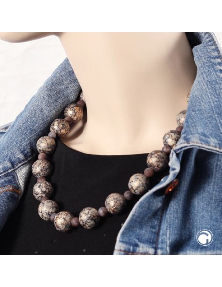 necklace beige-brown plastic beads