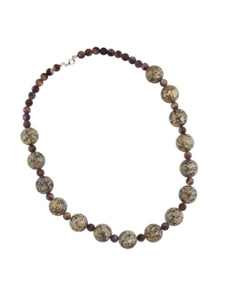 necklace beige-brown plastic beads