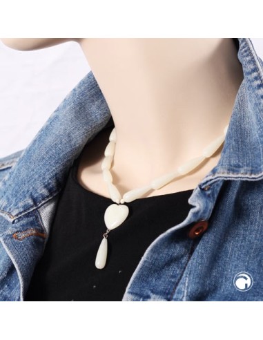 necklace pear beads heart cream-colored