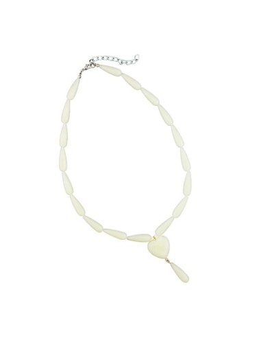 necklace pear beads heart cream-colored