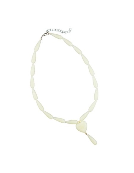 necklace pear beads heart cream-colored