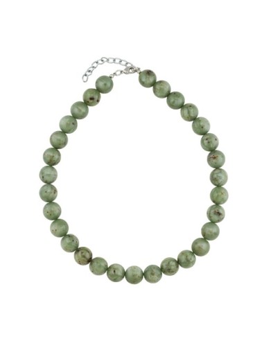 necklace 14mm beads green-brown-marbled