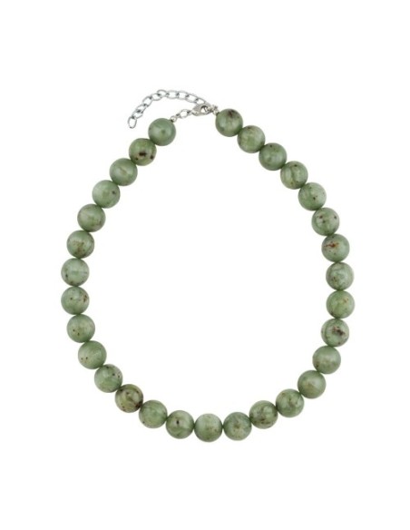 necklace 14mm beads green-brown-marbled