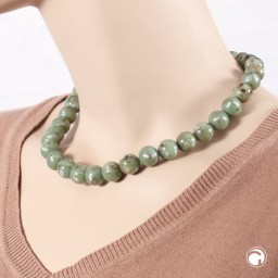 necklace 14mm beads green-brown-marbled