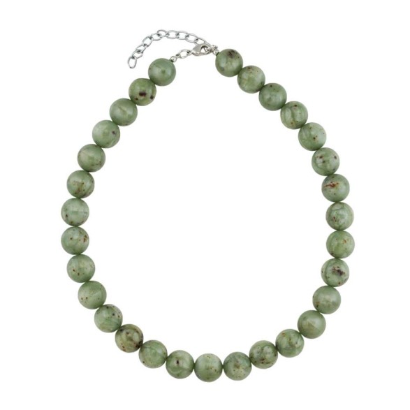 necklace 14mm beads green-brown-marbled