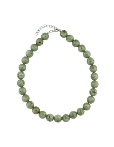 necklace 14mm beads green-brown-marbled