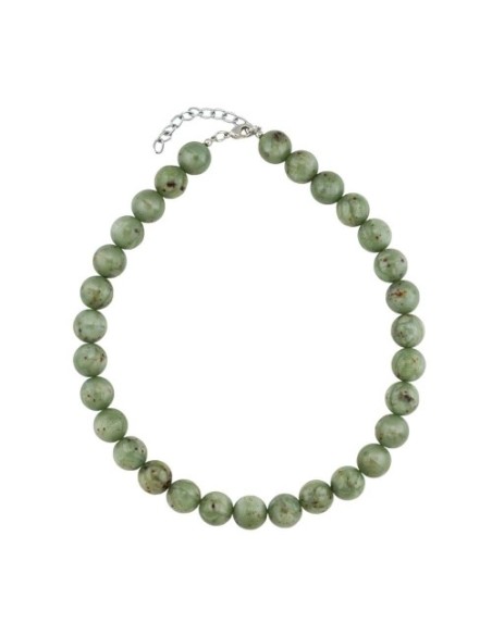 necklace 14mm beads green-brown-marbled