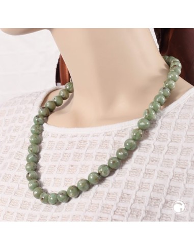 necklace 14mm beads green-brown-marbled