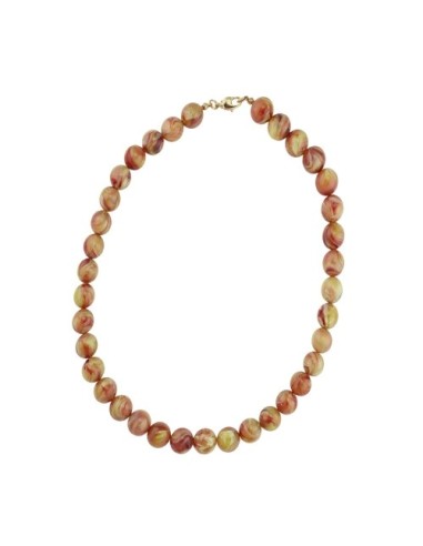necklace 12mm beads yellow-brown-marbled