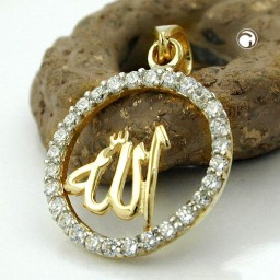 pendant allah symbol of islam zirconia 9k gold