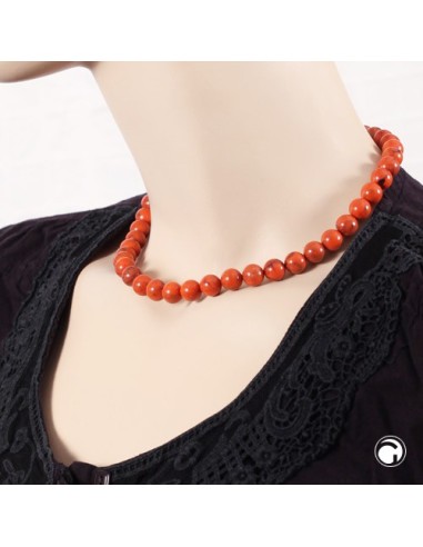 necklace 10mm beads orange-black-marbled