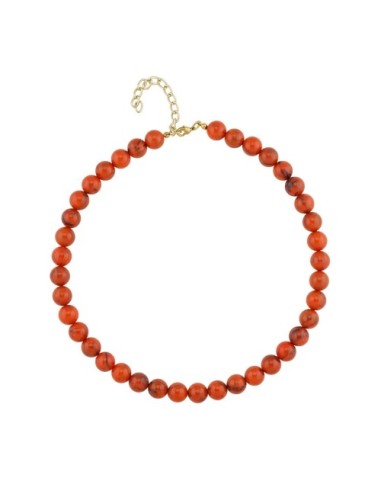 necklace 10mm beads orange-black-marbled
