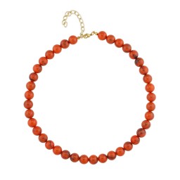 necklace 10mm beads orange-black-marbled