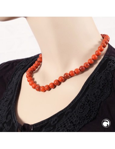 necklace 10mm beads orange-black-marbled