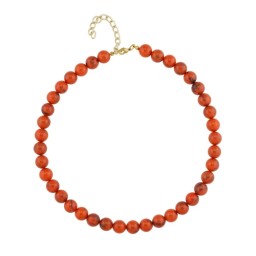 necklace 10mm beads orange-black-marbled